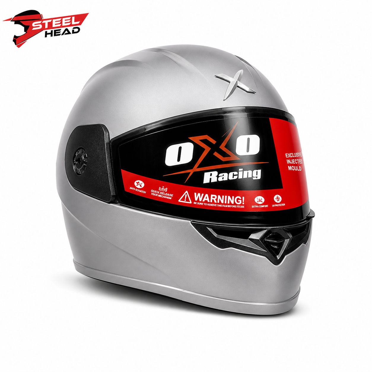 Oxo Racing Helmet - Silver Matte
